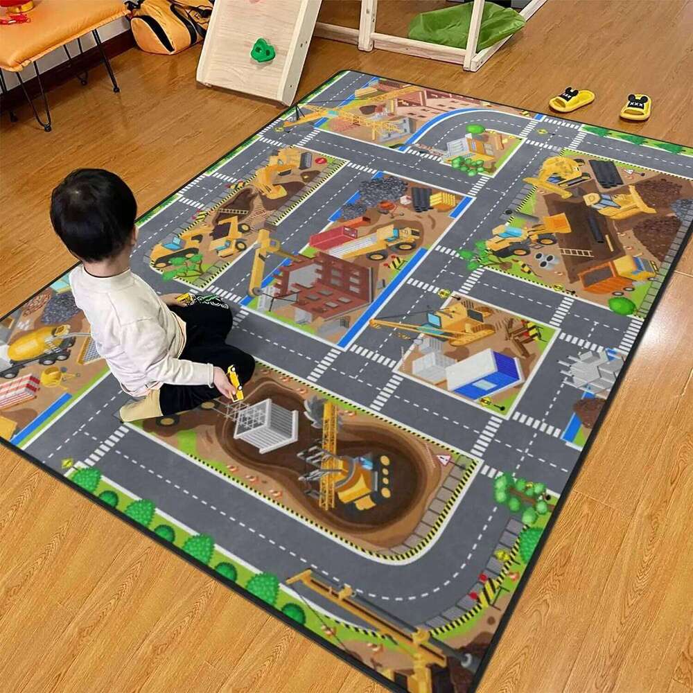 VIKAMA Children's Cartoon Puzzle Carpet Traffic Highway Map Fun Floor Bedroom Bedside Baby Crawling Mat Home Decoration W260226