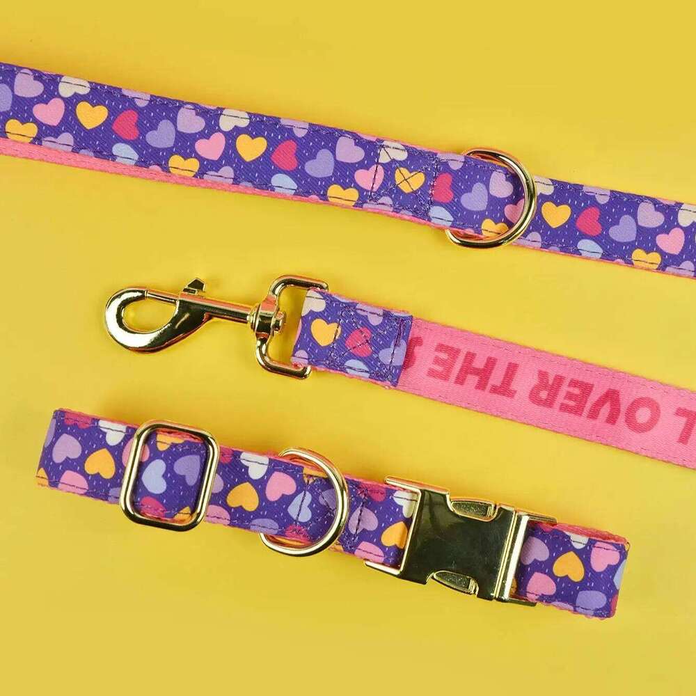 Valentine's Day and New Year's gift Luxury Brand Colorful Season Adjutable Dog Collar And Leash Set For Small Medium Large Dogs