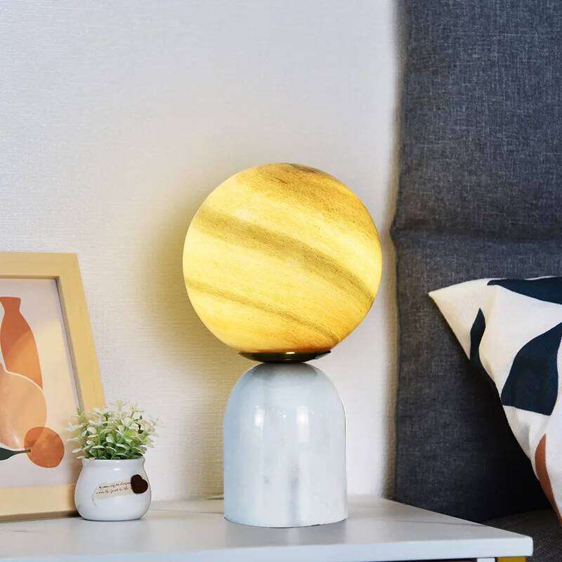 Nordic Marble Ceramic Small Table Bedroom Ins Decorative Bedside Post-modern Creative Dimmable Night Lamp H260225