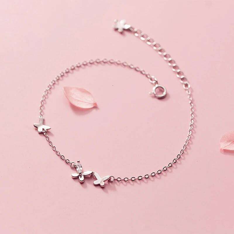Modian New 925 Sterling Silver Clear CZ Butterfly Minimalist Chain Bracelet for Women Girl Original Bangle Fashion Fine Jewelry Z260225