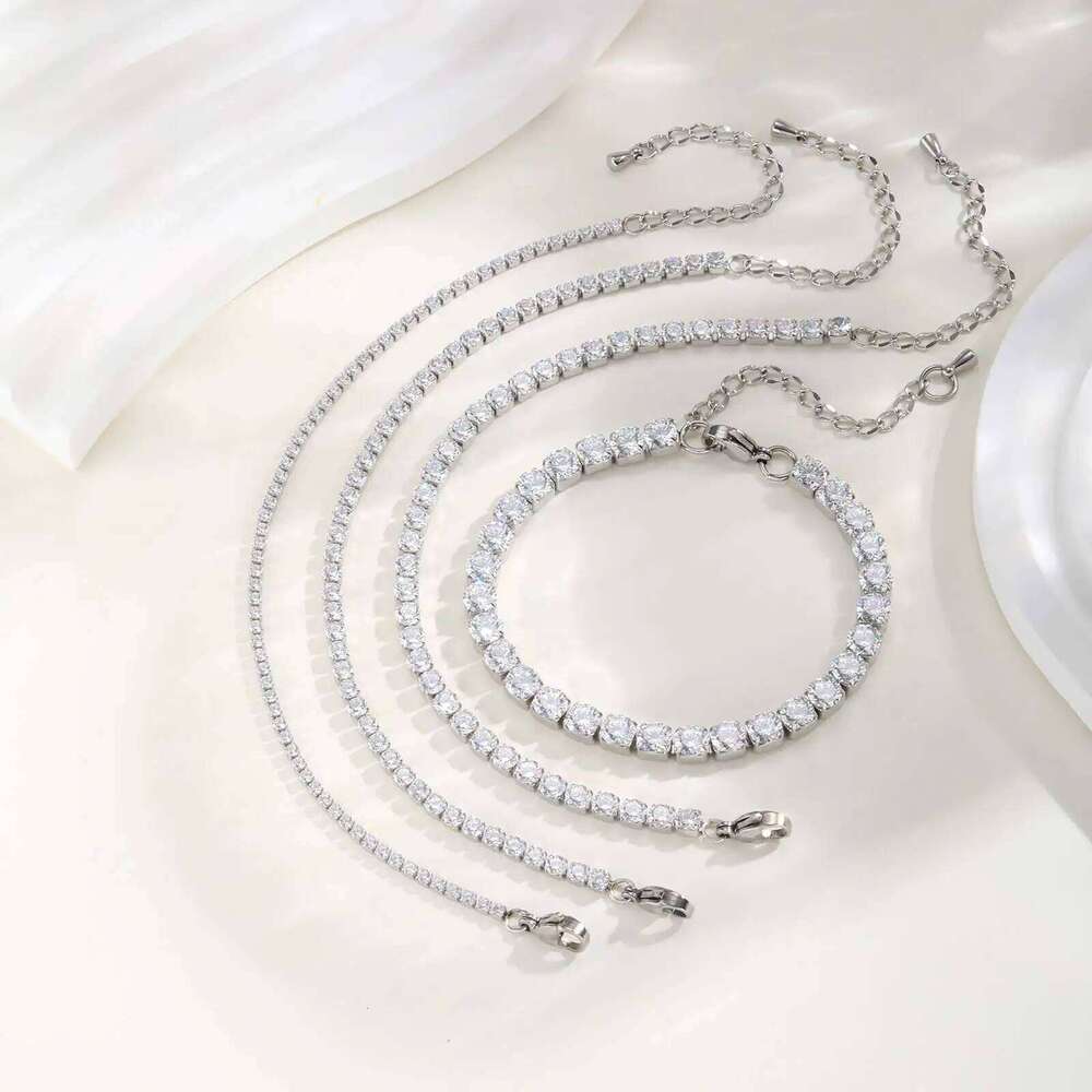 2/3/4/5MM Luxury Tennis for Women, Stainless Steel Bracelet Zircon Chain Bracelets, Dainty Jewelry Gift Z260225