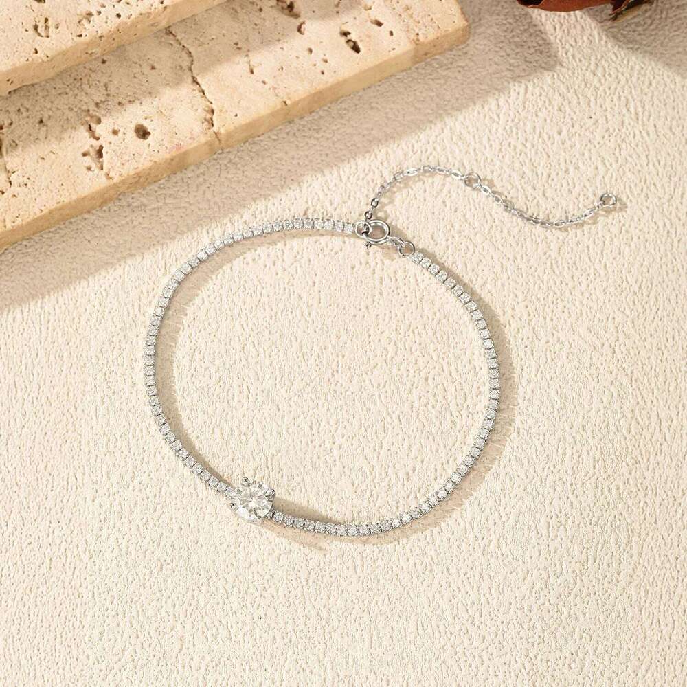 MODIAN 1CT Round D Color Moissanite Tennis Bracelet 925 Sterling Silver Luxury Stackable Bracelets For Women Vacation Jewelry Z260225