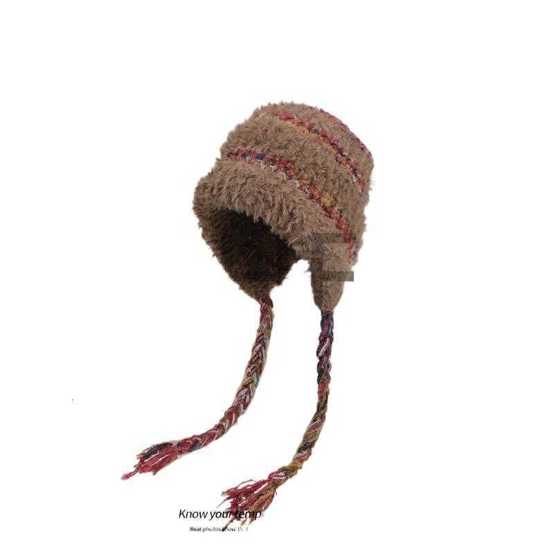 Fleece-Lined Thickened Plush Autumn Winter Large Head Circumference Warm Cold-Proof Lei Feng Hat Cute Tie-Up Knitted Hat S260225