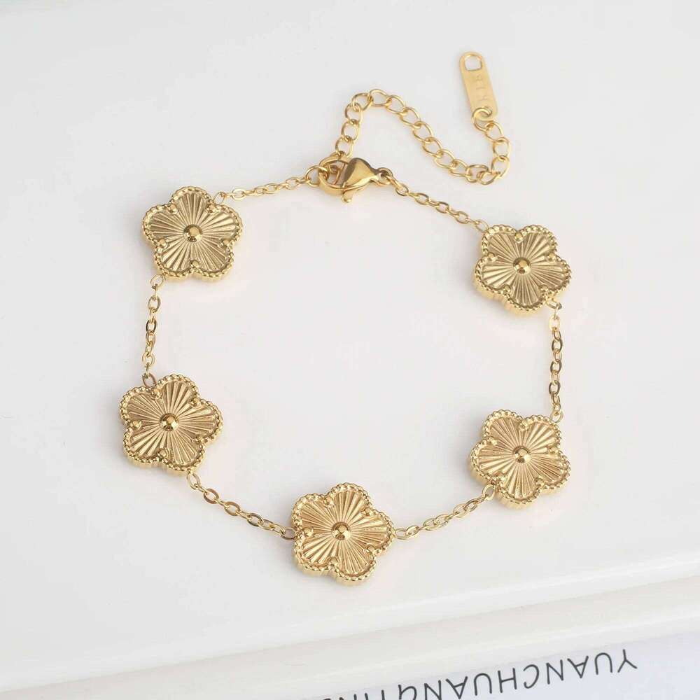 Color clover stainless steel new plant five-leaf flower bracelet hot jewelry gifts for women Z260225