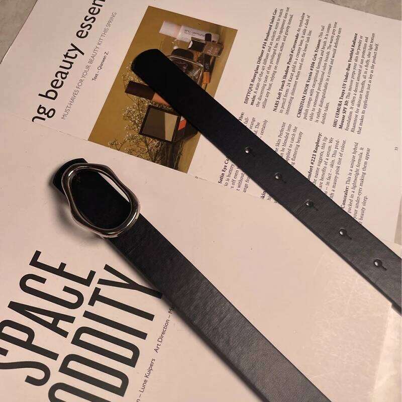 New Irregular Snap-buckle Slim Versatile Black Belt for Jeans Suit Dress Accessories Decoration Y260225