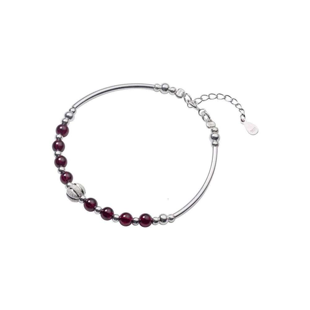 Modian Natural Garnet Little Balls Sterling Silver 925 for Women Link Chain Bracelet Ethnic Style Original Fine Jewelry Z260225