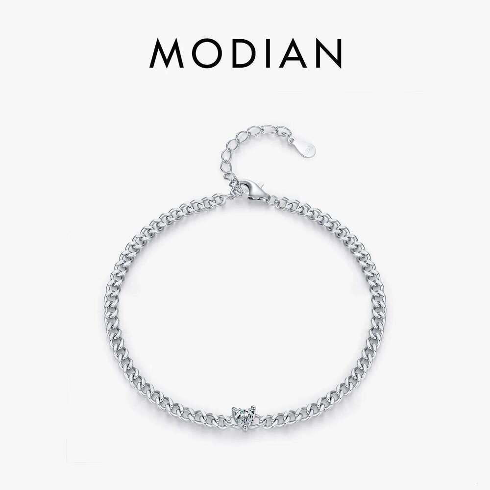 MODIAN 925 Sterling Silver Luxury Sparkling Heart Clear CZ Adjustable Chain Bracelet For Women Handmade Basic Fine Jewelry Z260225