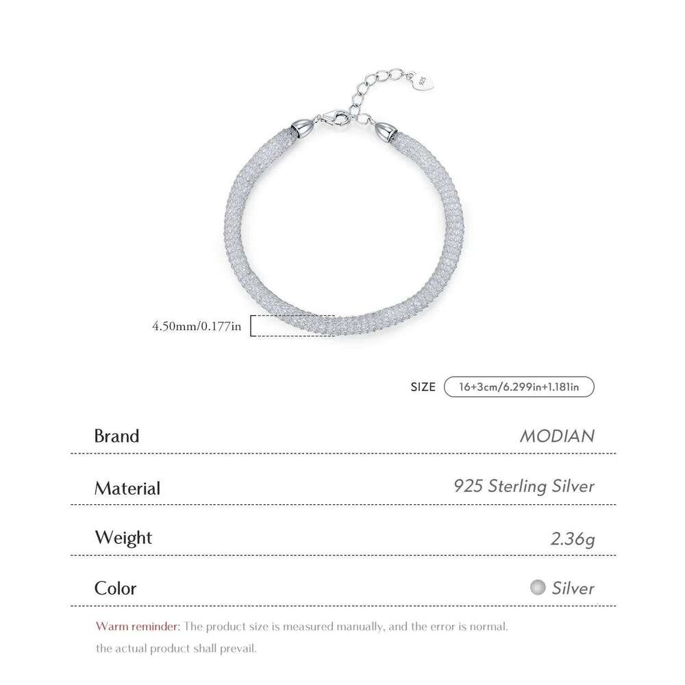 MODIAN 925 Sterling Silver Shinning Reticular Full Zirconia Weave Bracelet Exquisite Party Bracelets For Women Fine Jewelry Z260225