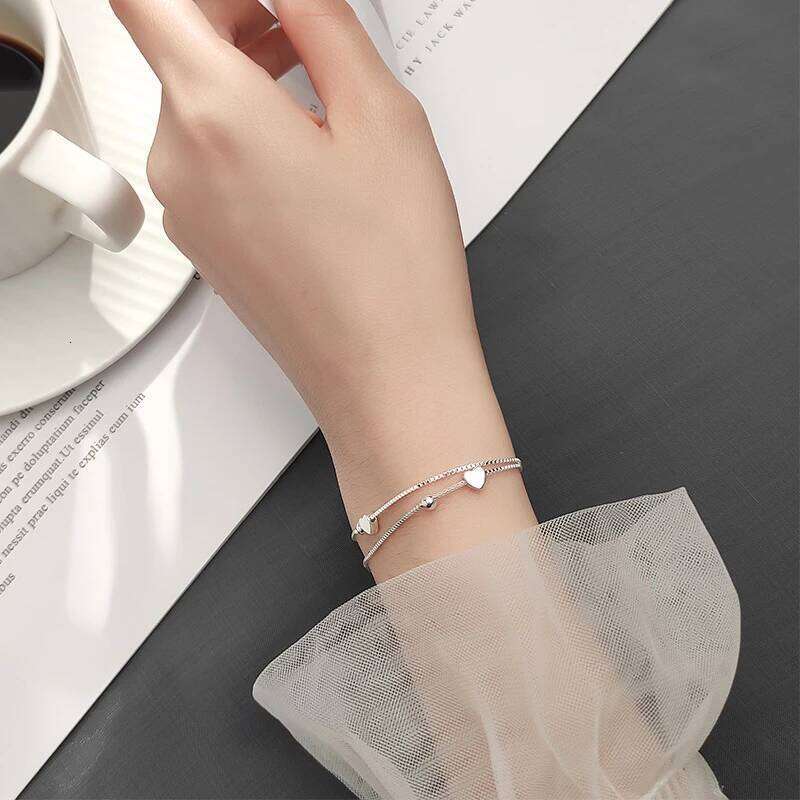 Modian New 925 Sterling Silver Little Balls Love Hearts Charm Bracelet for Women Adjustable Link Chain Fine Jewelry Lover Gift Z260225