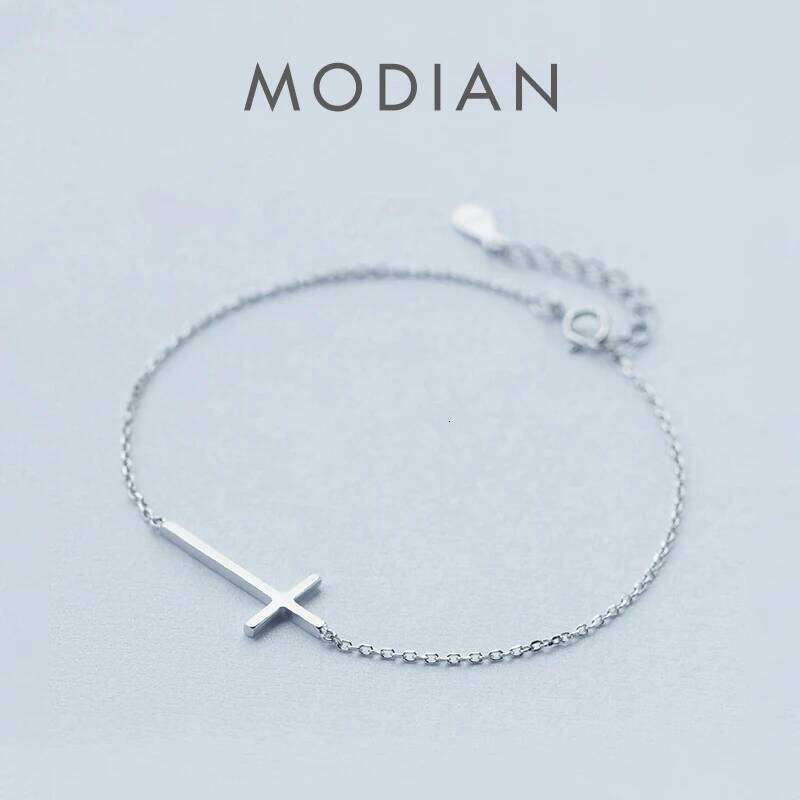 Modian Real 100% 925 Claissc Simple Cross Chain Link Women Bracelet Sterling Silver Jewelry Valentine Day Gift Z260225