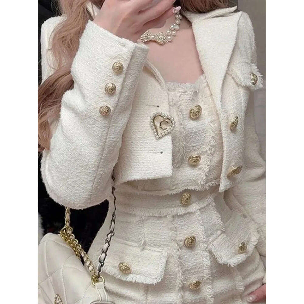 French elegant single-layer crop top jacket dress, women's casual solid color buttocks autumn office set