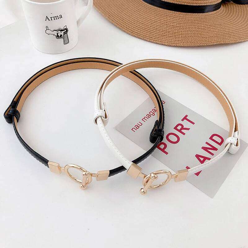 Female Fashion Coat Buckle Leather Sweater Waistband Simple White Black Belt for Women Dress Accessories Y260225