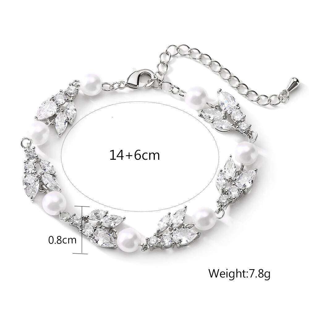 ZAKOL Luxury Shiny AAA Cubic Zirconia Imitation Pearl Charm Bracelet for Women Elegant Wedding Jewelry Gift Z260225