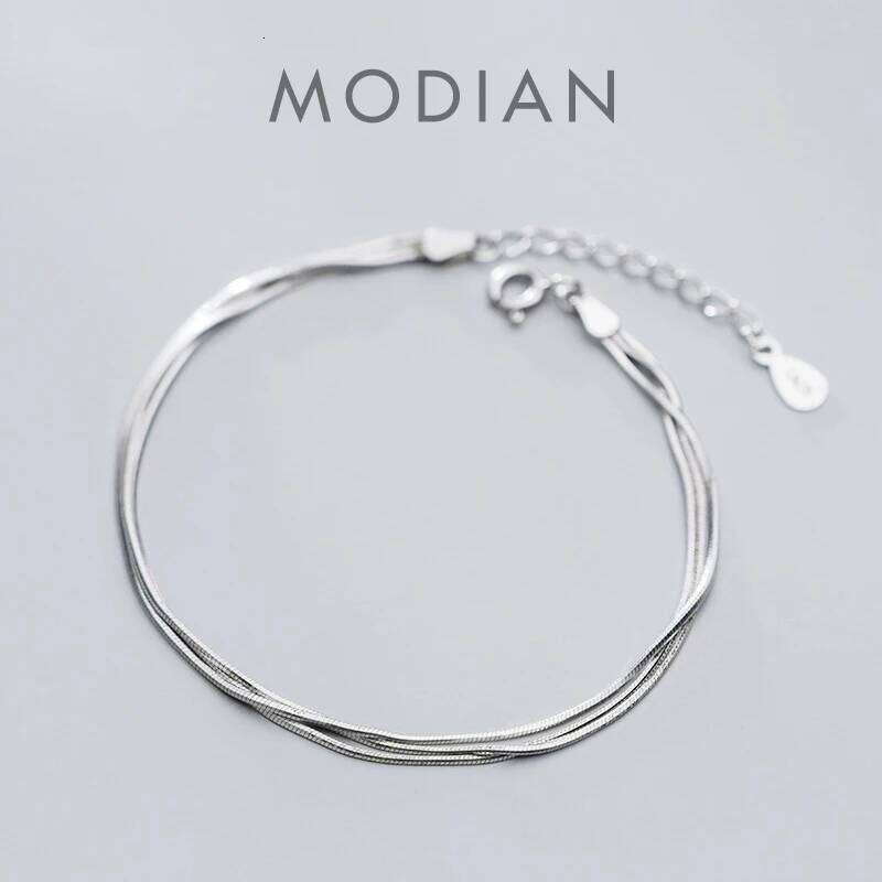 Modian Simple Three Layer Snake Bone for Women 925 Sterling Silver Fashion Link Chain Bracelet Fine Jewelry 2020 Design Z260225
