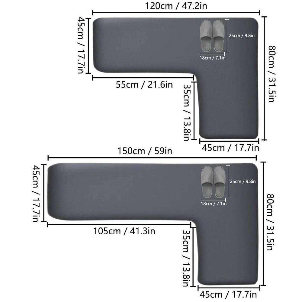 Thickened kitchen L-shaped absorbent floor household flannel non-slip anti-fall dirt-resistant oil-absorbing foot mat W260226