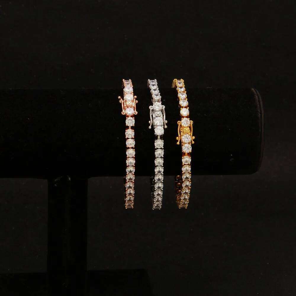 5mm Rose Gold Color CZ Tennis Bracelet Hip Hop Copper Iced Out Cubic Zirconia Jewelry For Men Women Z260225