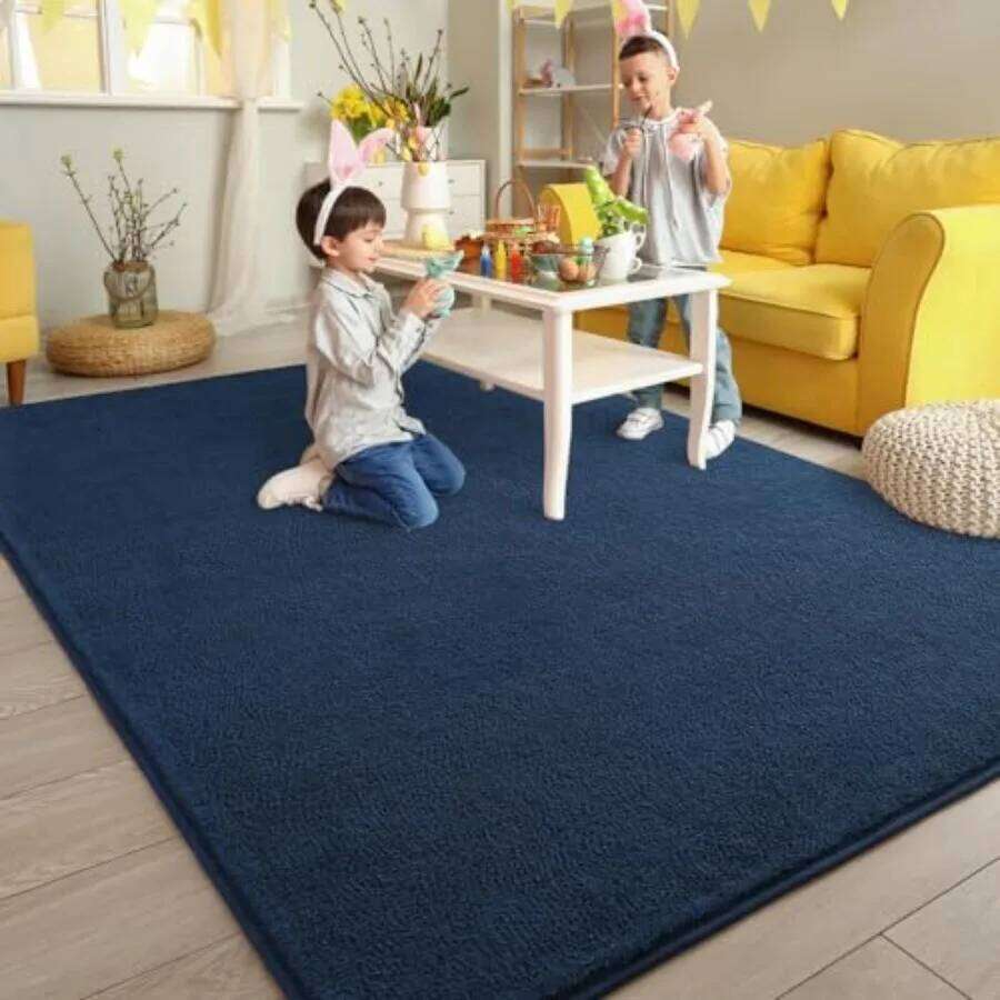 Area Rugs for Bedroom Living Room 6x9 Navy Blue Thickened Memory-Foam Indoor Carpets Modern Aesthetic Minimalist Super Soft Com W260226