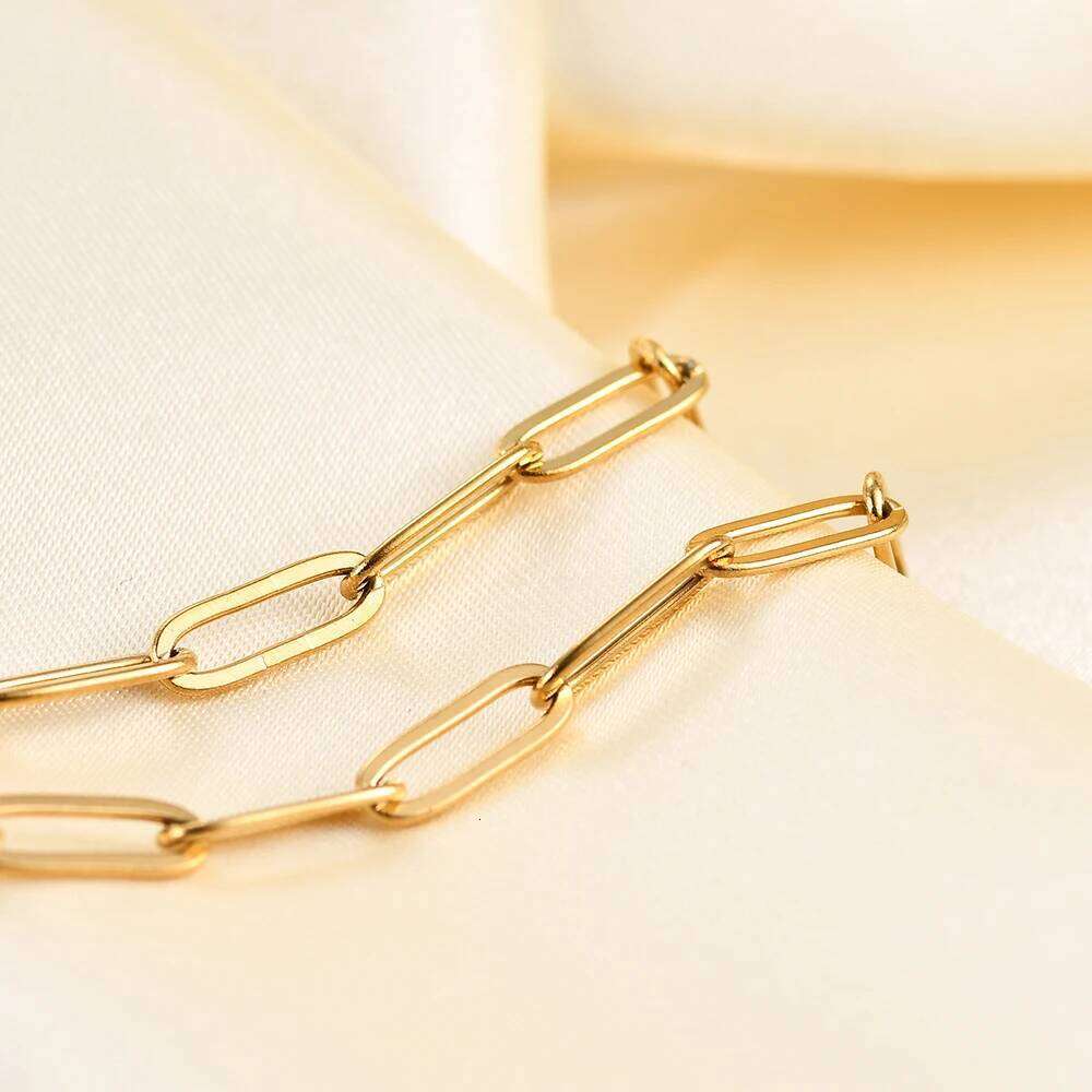 New personalized and simple paperclip rectangular chain bracelet, 14K gold-plated versatile bracelet Z260225