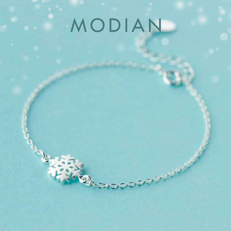 Modian 100% 925 Frosted Snowflake Simple For Women Chain Link Bracelet Adjustable Sterling Silver Jewelry Z260225