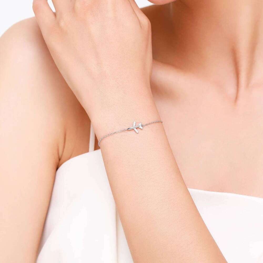 Modian Fashion Clear CZ Aircraft Bracelet Solid 925 Sterling Silver Charm Chain Exquisite Bracelets For Women Girls Jewelry Gift Z260225