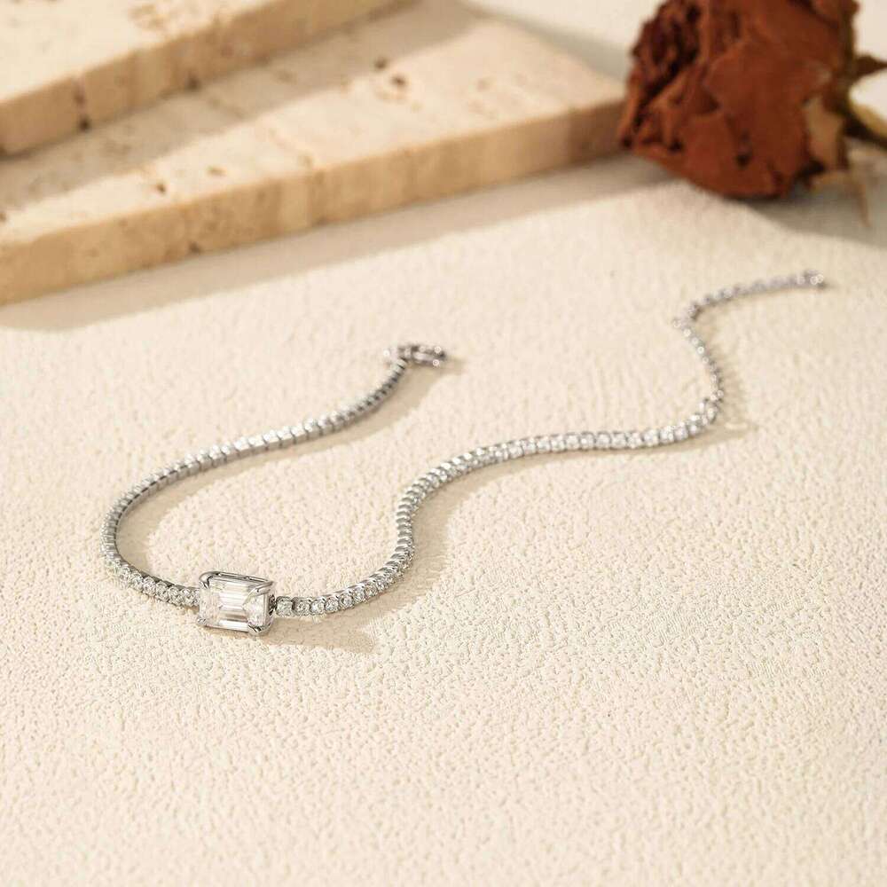 MODIAN 1CT Emerald Cut D Color Moissanite Tennis Bracelet 925 Sterling Silver Wedding Elegant Bracelets For Women Daily Jewelry Z260225