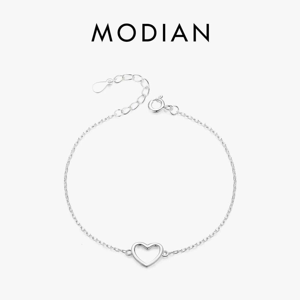 Modian Authentic 925 Sterling Silver Classic Simple Heart Link Chain Bracelet For Women Charm Fine Statement Jewelry Accessories Z260225