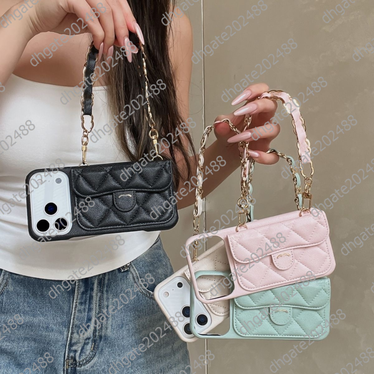 Case Designer Phone Case for iphone 17 Pro Max 16 15 14 pro max 13 11 12 Samsung Galaxy S23 S22 Fashion Brand Leather Card Holder Wallet Handbag Crossbody Cover