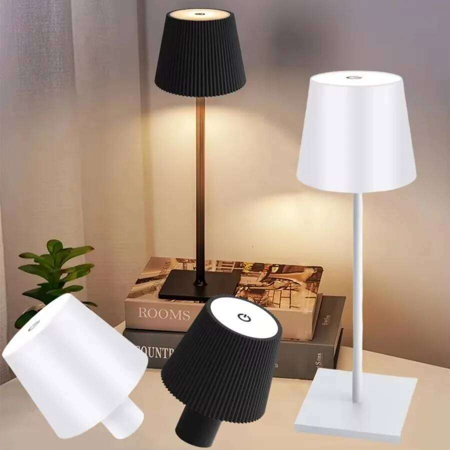 LED Desk Lamp Touch Switch 3 Colors Dimming Rechargeable For Bar Restaurant Study Club Dinner Ambiance Decor Table Lighting H260225
