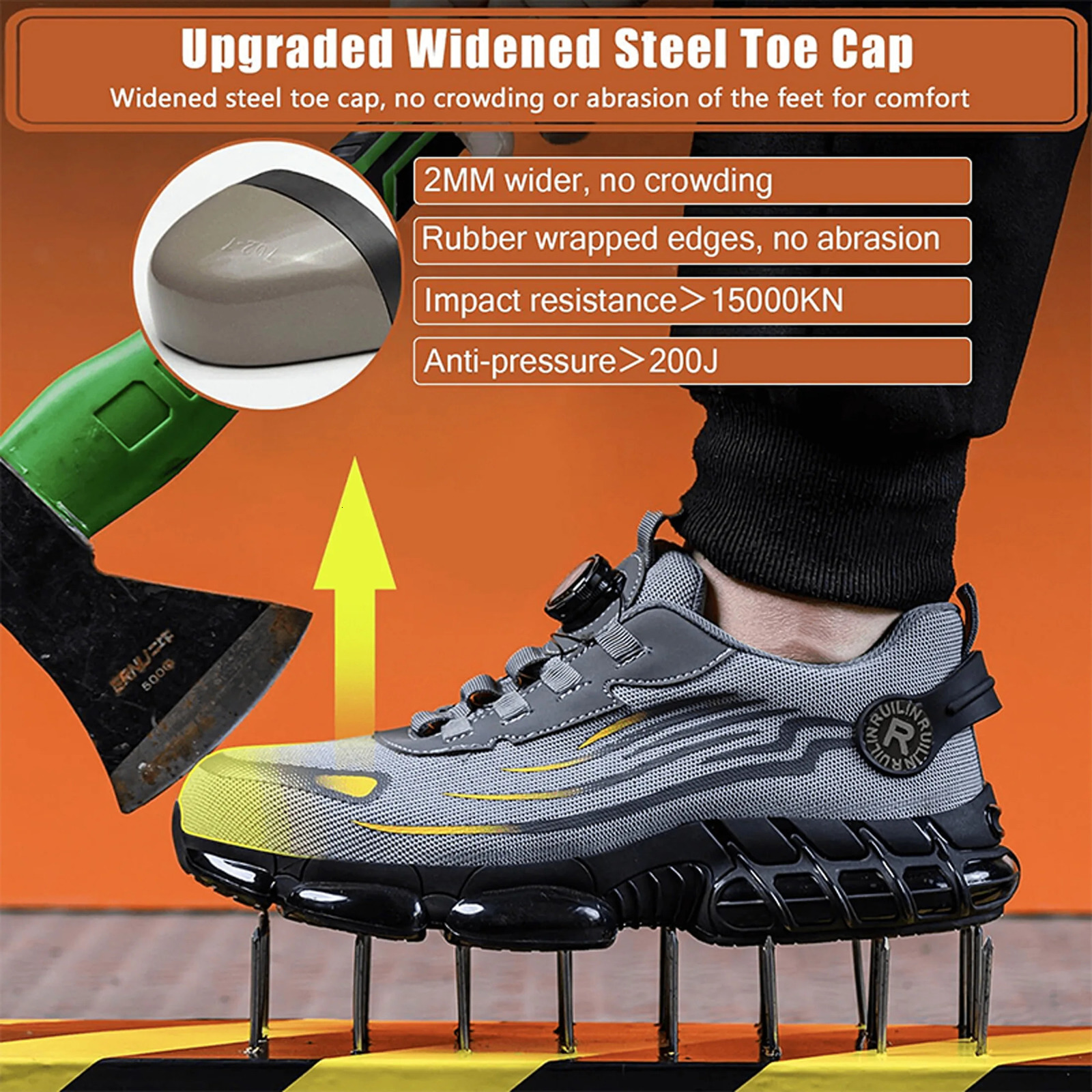 Indestructible Steel Toe Protective Safety Shoes Slip Resistant Abrasion Resistant Work Shoes Men Tough Comfortable Sneaker 260205
