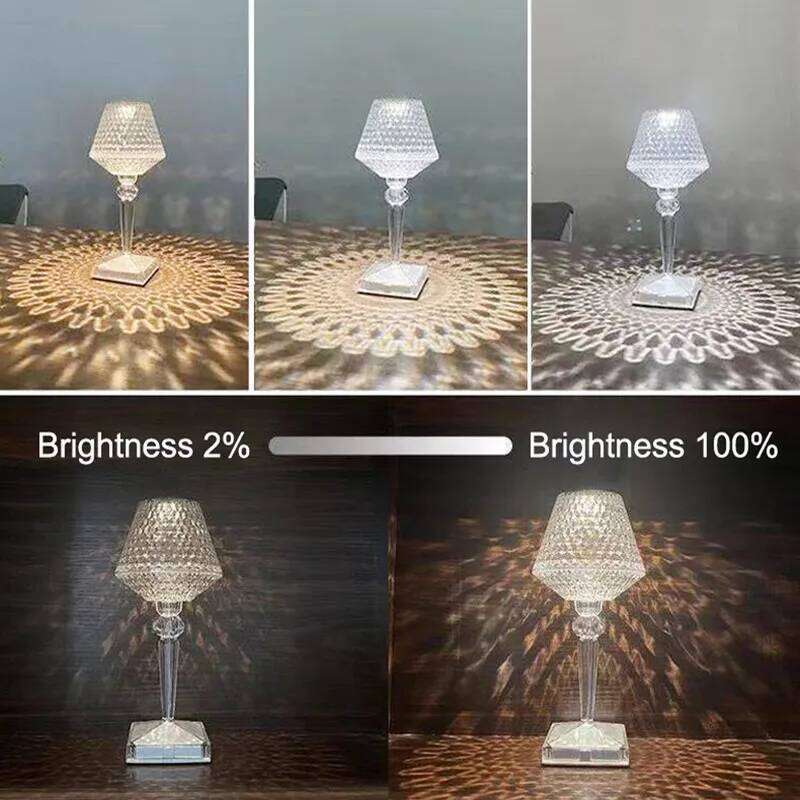 LED Acrylic Desk Diamond Crystal Table Lamp Creative Transparent Prism Night Light Touch Control For Bedroom Restaurant H260225