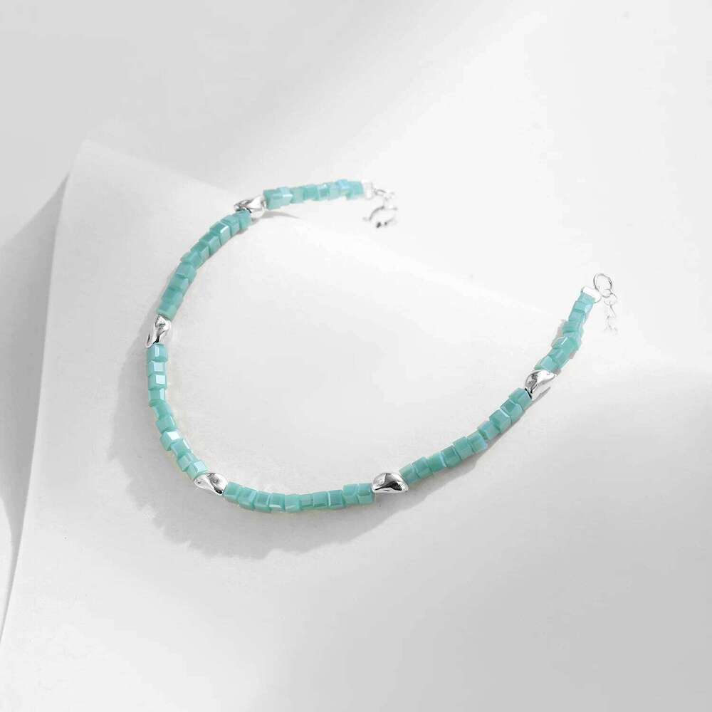 MODIAN Solid 925 Sterling Silver Square Green Crystal Charm Bracelet For Women Sweet Link Chain Female Fine Jewelry Accessories Z260225