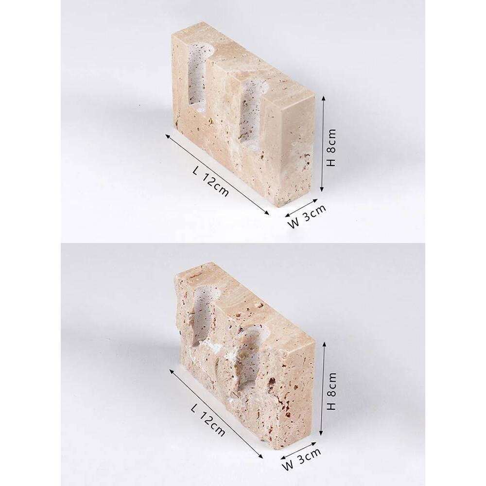 2 Holes Marble Candlestick Wedding Dinning Party Vintage Travertine Stone Taper Candle Holder for Table Centerpiece W260226