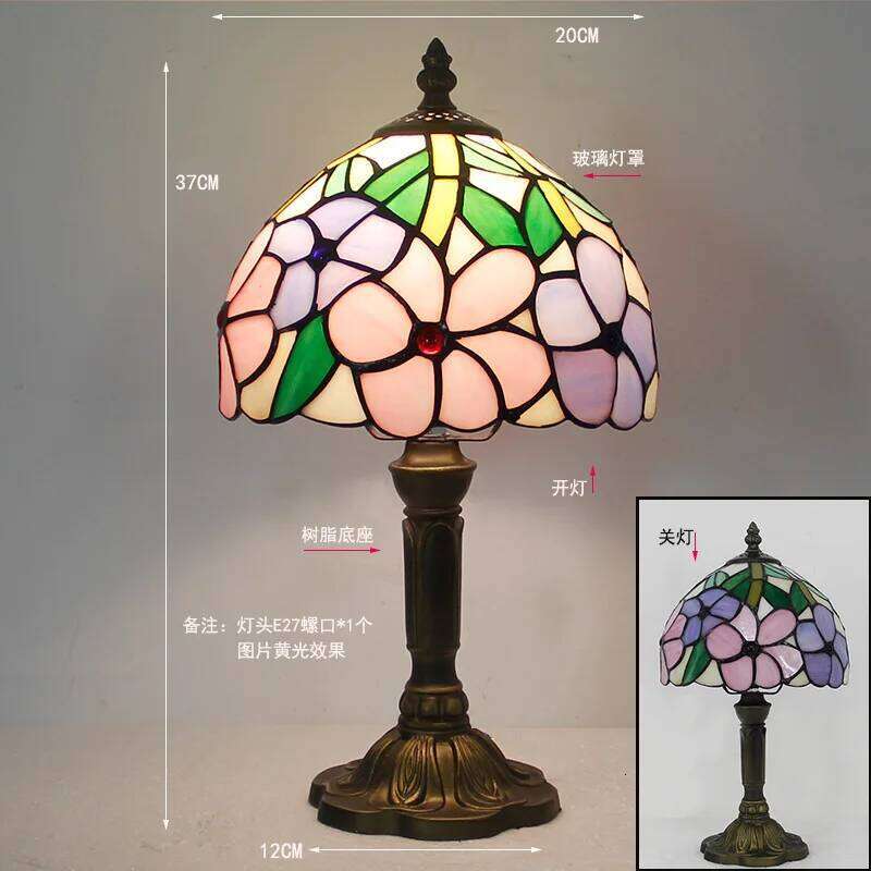 European Tiffany Retro Restaurant Bar Cafe Stained Glass Bedside Bedroom Creative Small Table Lamp E27 Home Decor Lighting H260225