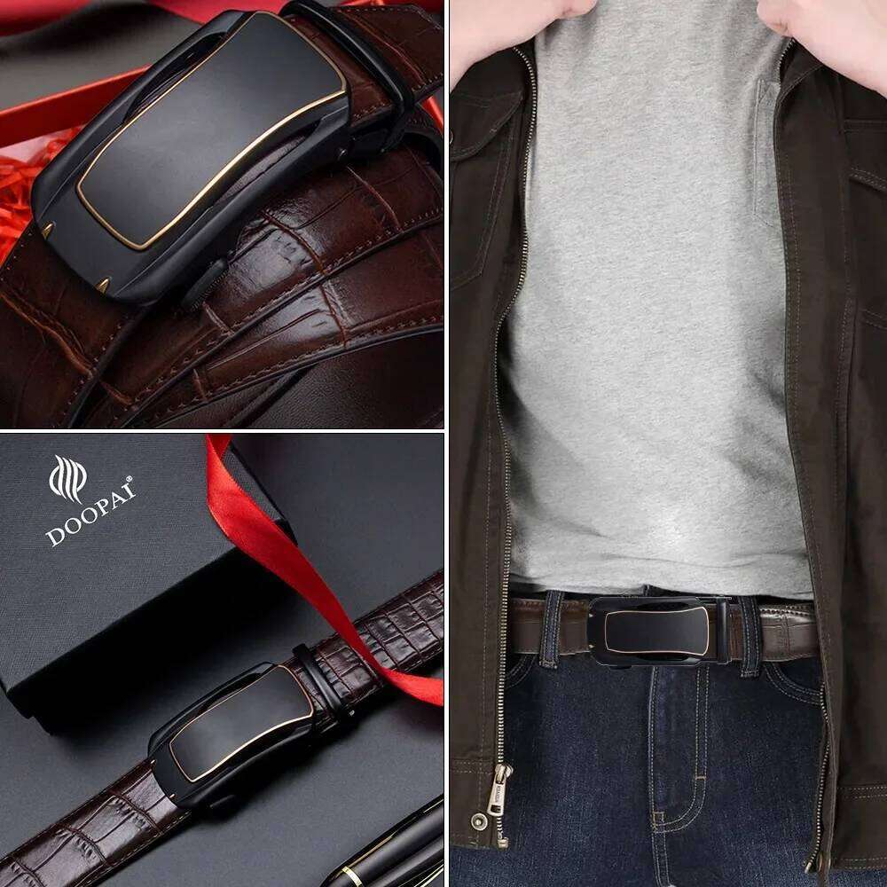 Men Genuine Leather Two-layer Cowhide Belts Automatic High Quality Business Buckle Pants Belt Y260225