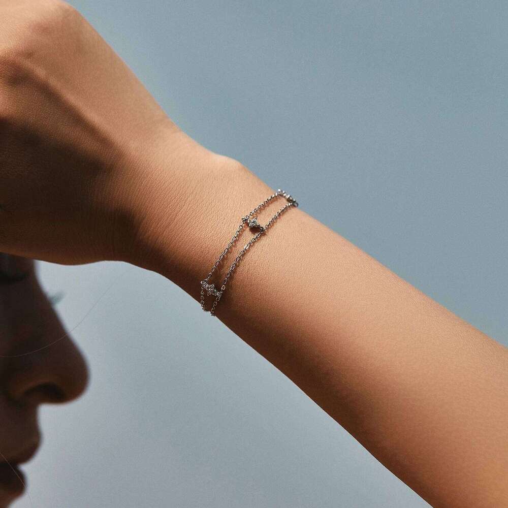 MNODIAN 925 Sterling Silver Double-layer Four Leaf Clover Bracelet Trendy Chain Link Bracelets For Women Luxury Jewelry Gift Z260225