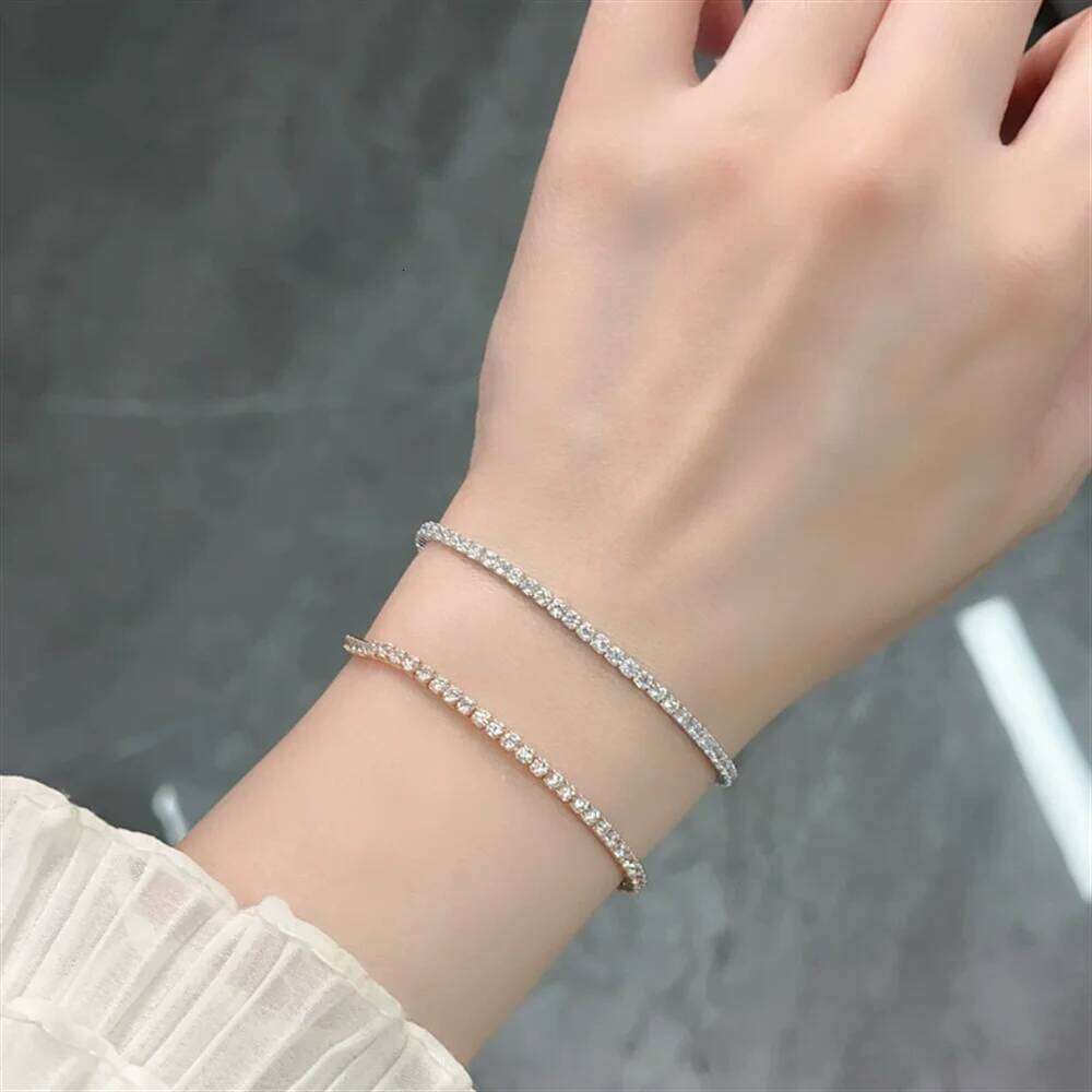 Punk 2mm Iced Out Tennis Chain Bracelet Female Gold Silver Color Stainless Steel Cubic Zirconia Bracelets for Women Jewelry Gift Z260225