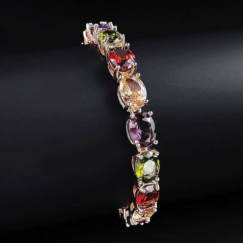 New 18cm Luxury Rose Color Oval Bracelet Bangle For Women Anniversary Gift Jewelry Wholesale Valentine's Day S5774 Z260225