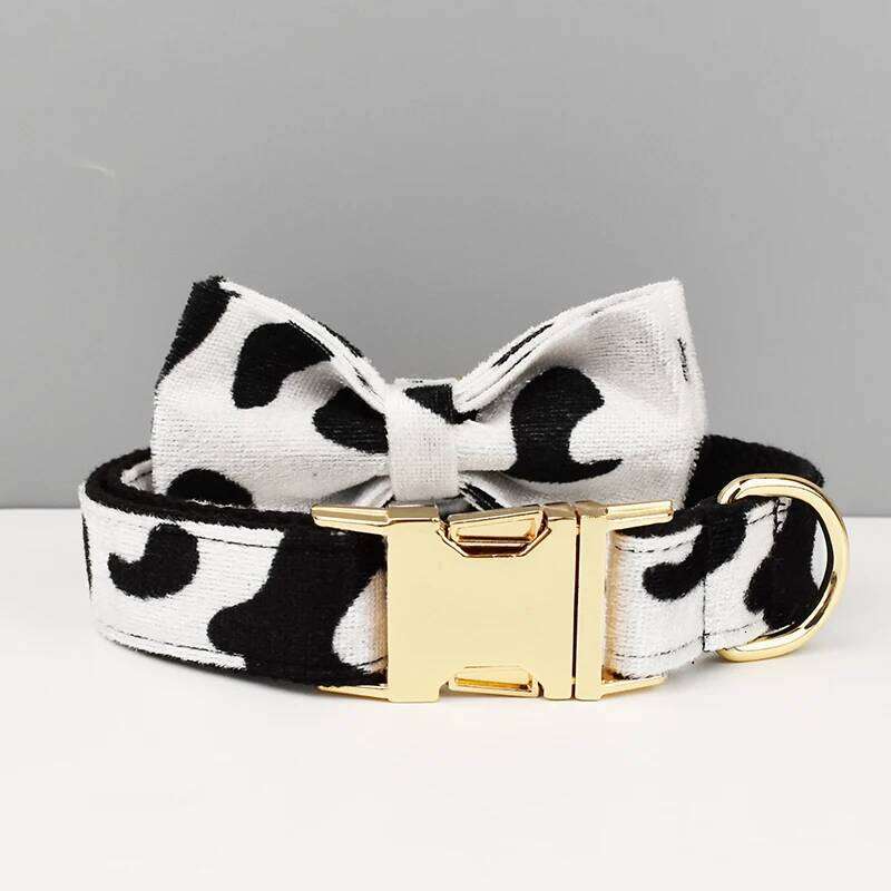 Cute Cow Print Small Medium Large Dog Harness And Set XS-XL Puppy Custom Name Collar Leash With Poop Bag