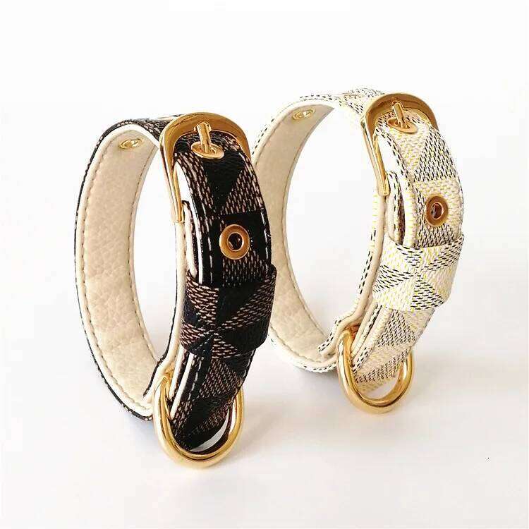 New Quality Necklace Leather Plaid Cat Fighting Dog Collar Pet Supplies