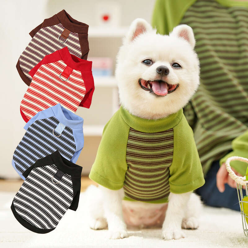 Famous brand Cat Autumn Winter Clothes Striped Pet Small Large Dog French Bulldog Teddy Bichon Versatile Base Shirt Supplies Cross Border pupakaIK