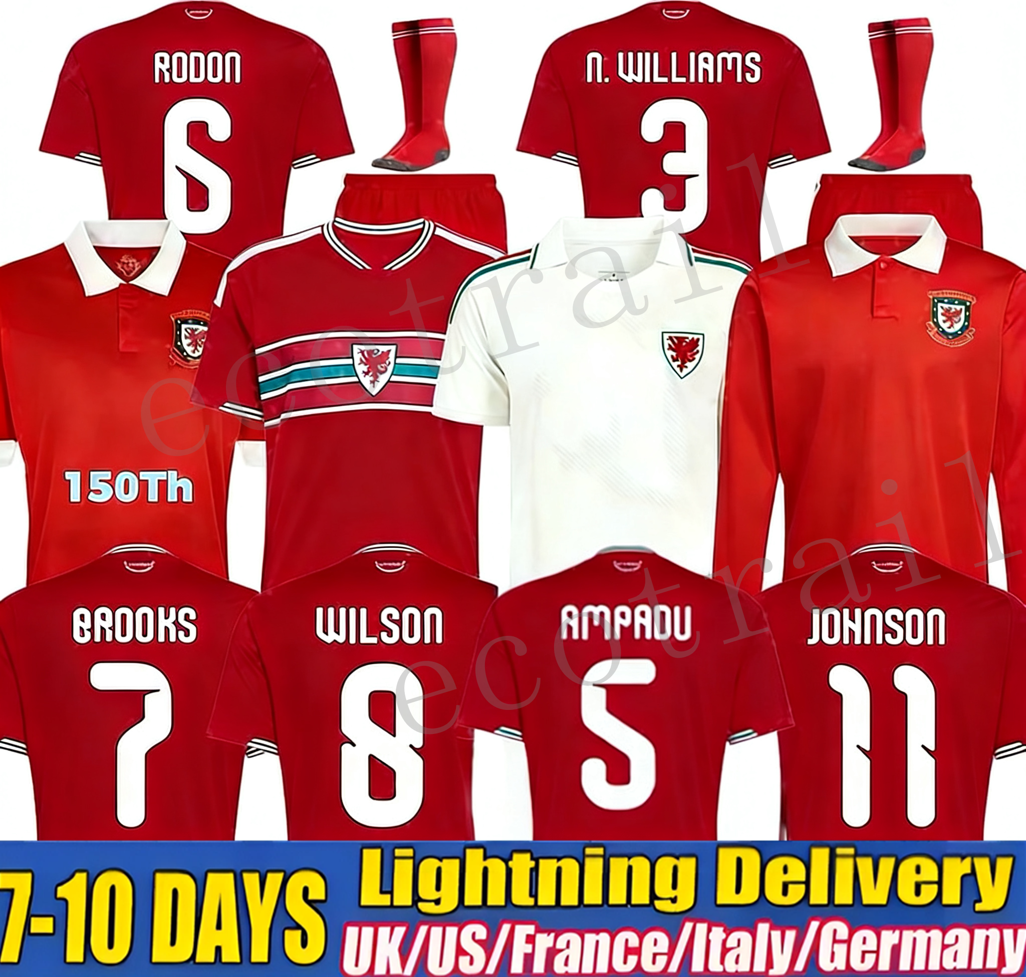 2026 2027 wales soccer jersey 150 anniversary 150TH 26 27 BROOKS WILSON JOHNSON Neco Williams HOME football shirts men kids kit home away top SPECIAL