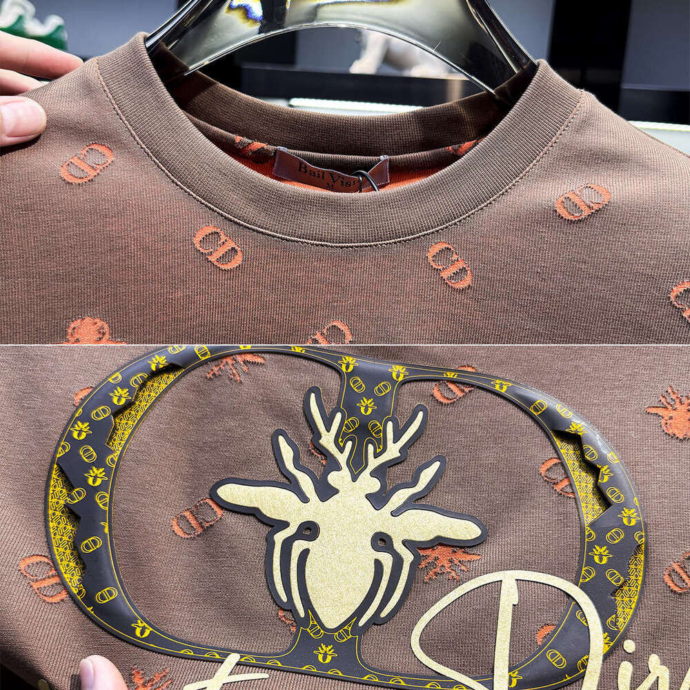 European Style Men's High-End Burnt Flower Bee Short T-Shirt New Summer Trendy Loose American Light Luxury Half Sleeve