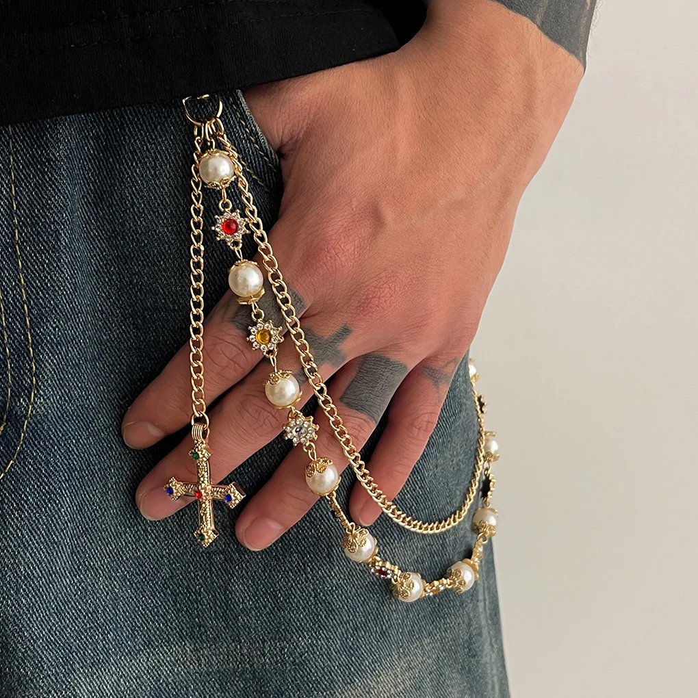 Ingemark Punk Cross Jesus Pendant Keychains for Men Rock Goth Pants Waist Belt Wallet Bag Chain Jeans Pants Male Jewerly Grunge 260205