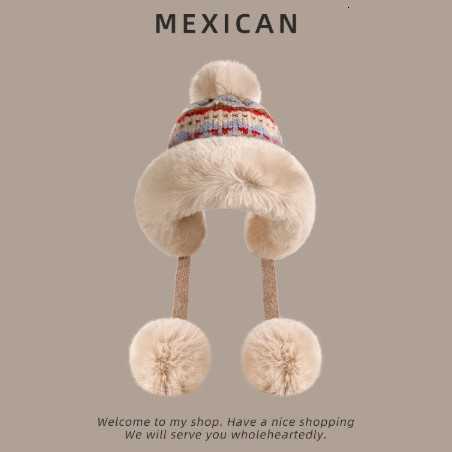Winter Thickened Fleece-Lined Warm Lei Feng Hat for Women Knitted Jacquard Pattern Earflap Hat Northeast Cold-Proof Versatile Casual Hat S260225