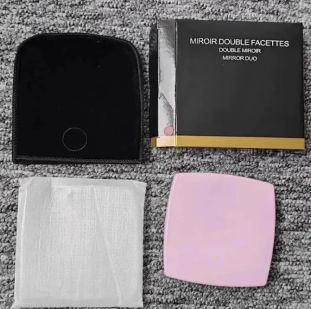 Mirror Double Facettes Double Mirror Makeup Mirror With dusk bag Compact Mirrors Makeup Tools