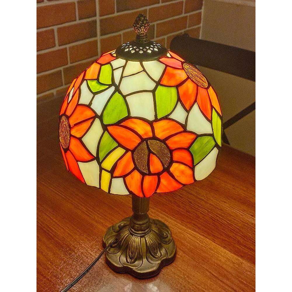 Vintage Tiffany Table Stained Glass Desk Light Bedside Nightstand Lamp Bedroom Living Room Office Reading Decor Lighting H260225