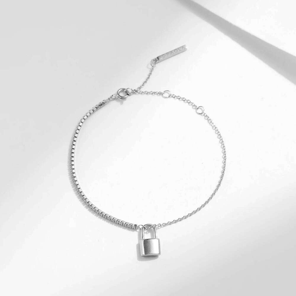 MODIAN Exquisite Lock Bracelet 925 Sterling Silver Shining CZ Asymmetry Bracelets Trendy Link Chain Jewelry For Women Gifts Z260225