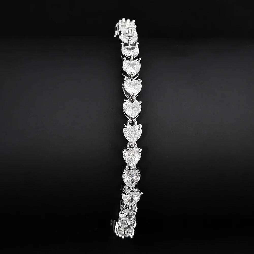 New Luxury Heart Silver Color Bracelet Bangle for Women Wedding Bride on Hand Valentine's Day Gift Jewelry S7982 Z260225