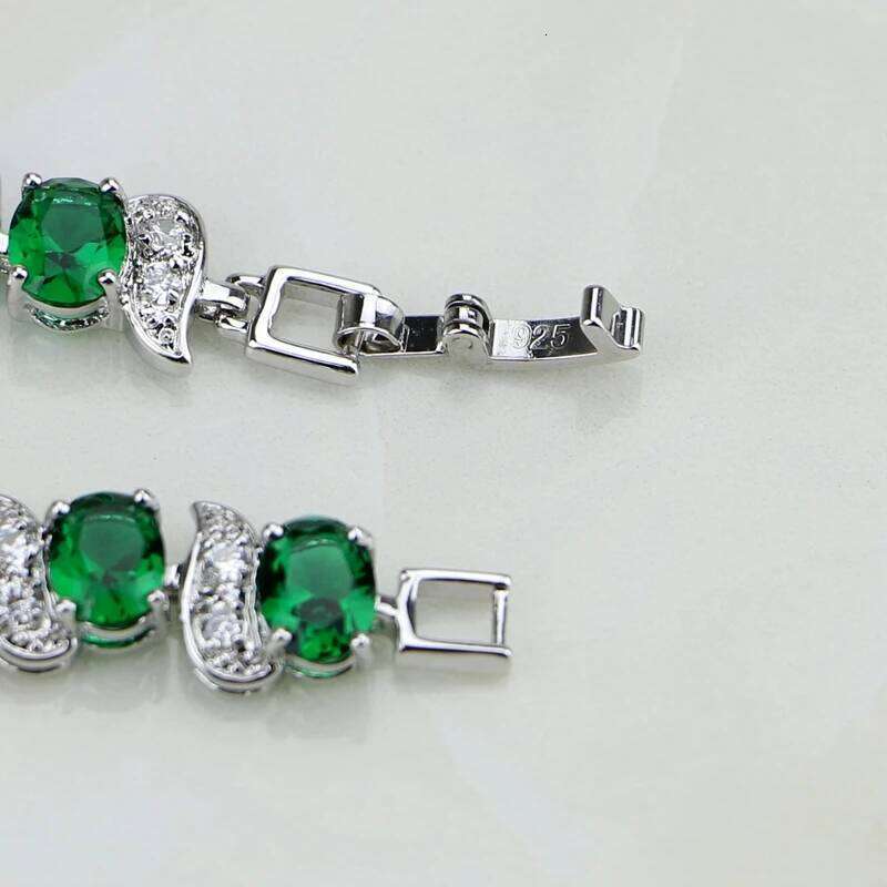 Natural Green Cubic Zirconia White CZ Silver 925 Jewelry Charm Bracelet Christmas Gifts For Women Z260225