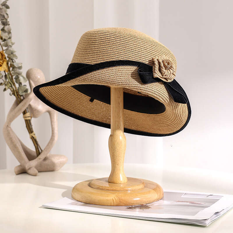 Folded-brimmed wide-brimmed hat Velvet Ribbon Style Suitable for spring and summer outings and wedding events